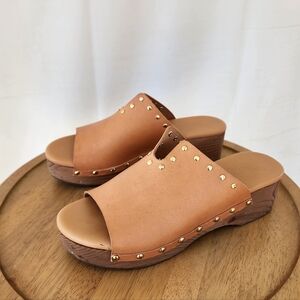 Ancient Greek Sagini Tan Slide Sandals Clogs